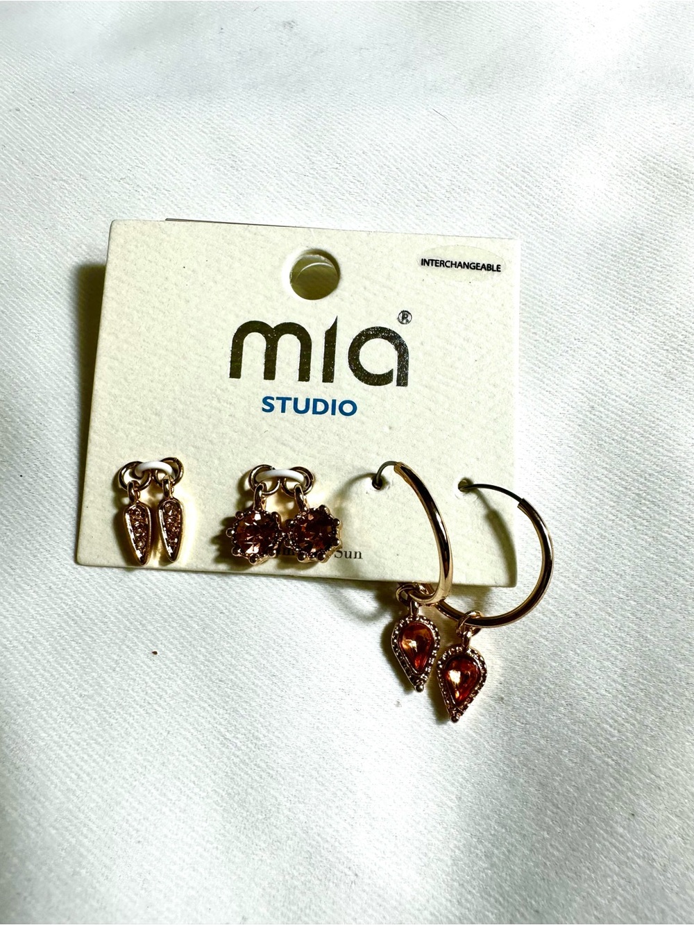 M55. Mia Studio Rose Gold Interchangeable Hoop Charm Earring Set NWT